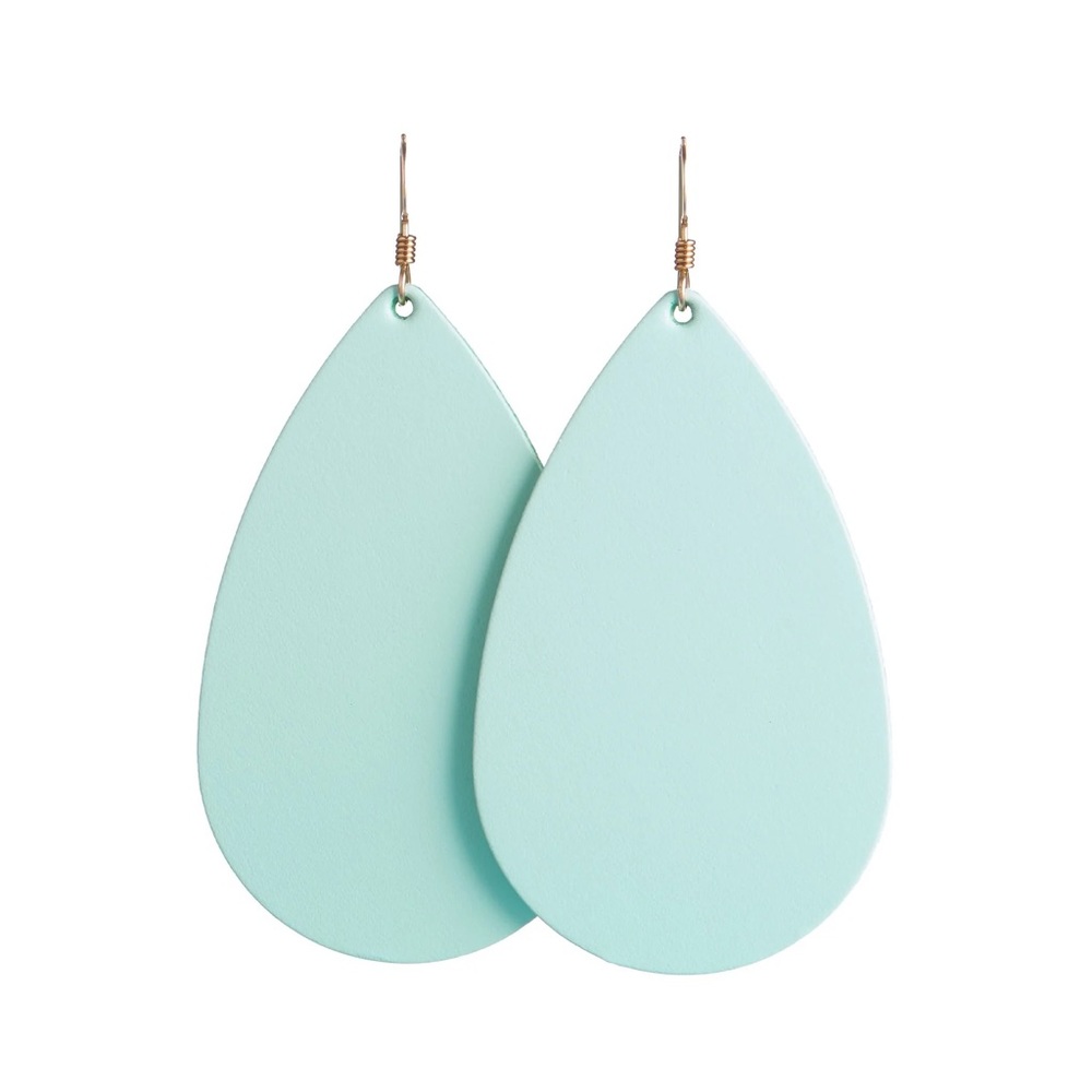 Nickel and Suede Mint Teardrop Leather Earrings